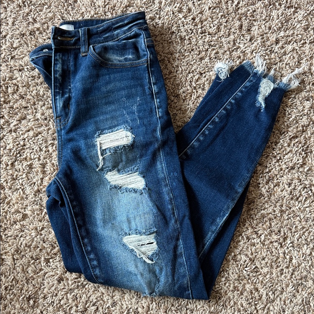 KanCan Dark Blue Distressed Skinny Jeans
